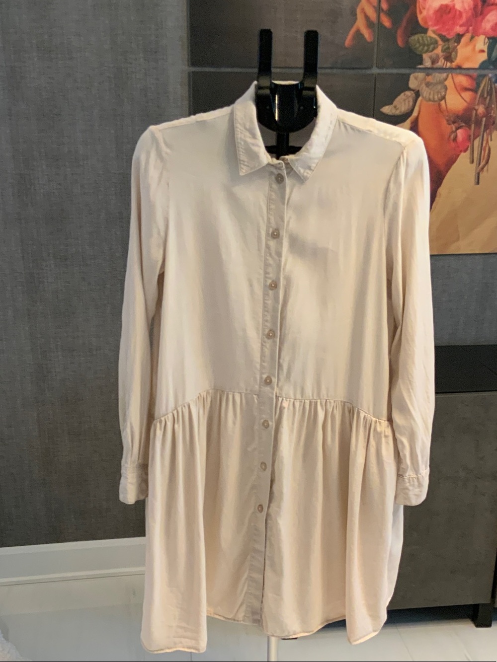 Marc Aurel Light Cream Button-Front Shirt Dress 36